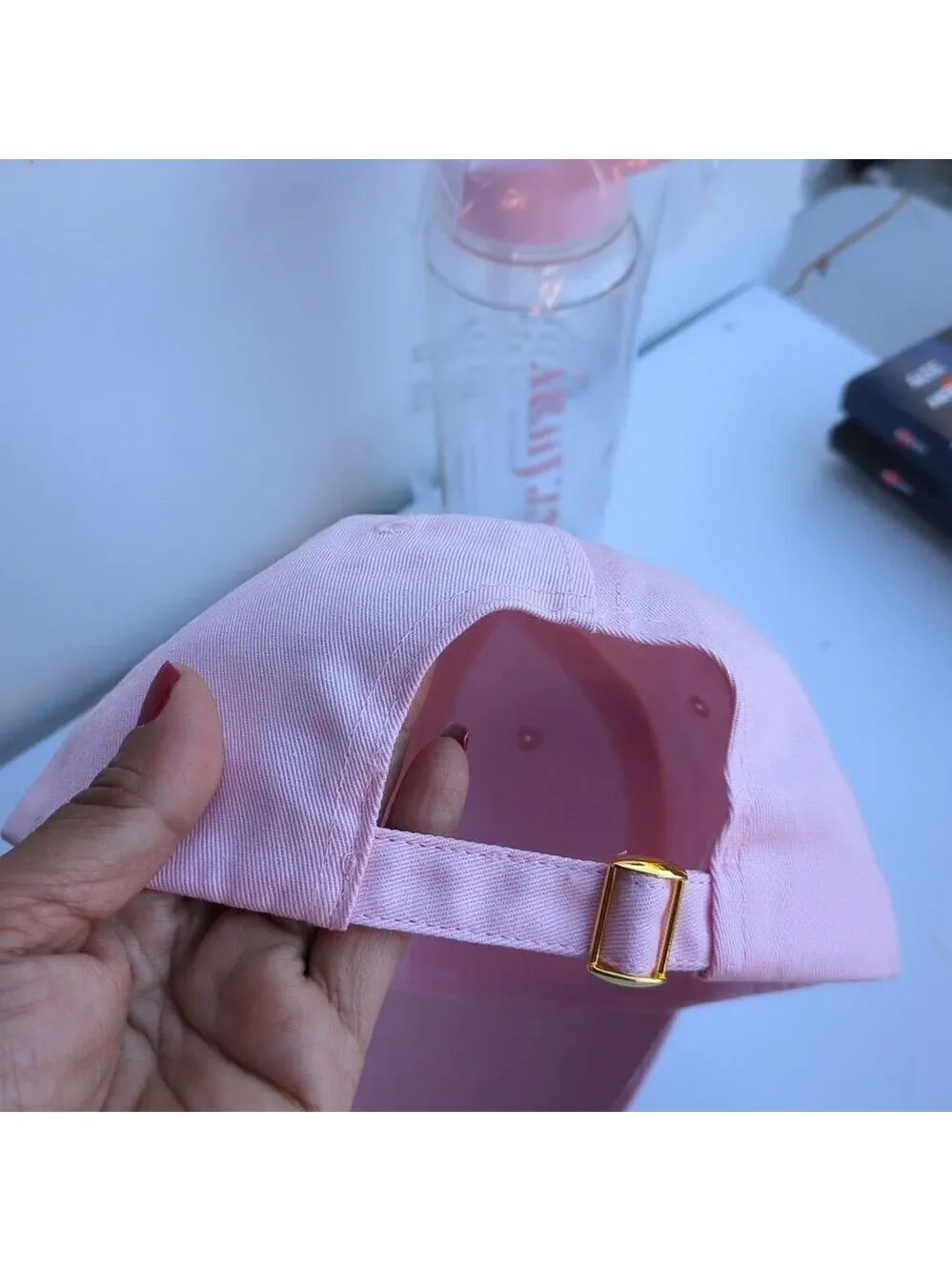 New Water Bottle w/ Straw ‎ & Hat, Pink Color, New